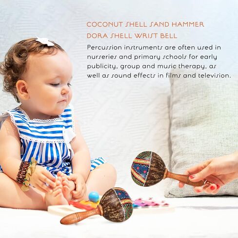 SUPVOX 1 Set of Maracas Shaker Rattles Hand Percussion Instruments with African Nut Shell Handbell Bracelets Percussion Accessories in Saudi Arabia
