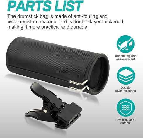 حامل عصا الطبل، حقيبة عصا الطبل من النايلون قابلة للتعديل، حقيبة حاوية عصا الطبل أو فرشاة مطرقة، حامل عصا الطبل بمشبك عالمي، يحمل ما يصل إلى 10 أزواج من عصي الطبل in Kuwait