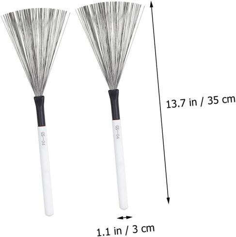 Vaguelly 1 Pair Drum Brush for Beginner Snare Drum Wood Handle Drum Brush Nylon Drum Retractable Wire Rods Drum White Maple Set Student Use Double Head in Saudi Arabia