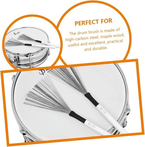 Vaguelly 1 Pair Drum Brush for Beginner Snare Drum Wood Handle Drum Brush Nylon Drum Retractable Wire Rods Drum White Maple Set Student Use Double Head in Saudi Arabia
