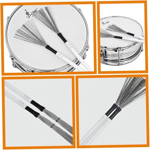 Vaguelly 1 Pair Drum Brush for Beginner Snare Drum Wood Handle Drum Brush Nylon Drum Retractable Wire Rods Drum White Maple Set Student Use Double Head in Saudi Arabia