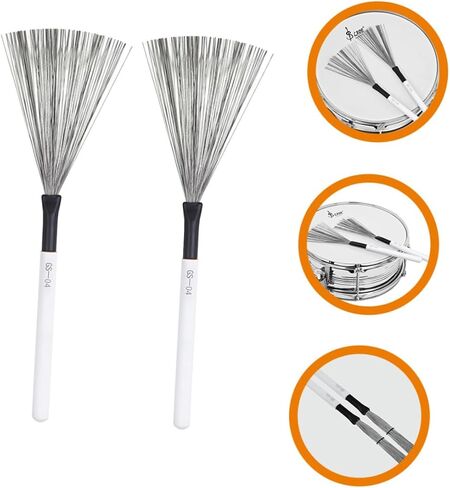 Vaguelly 1 Pair Drum Brush for Beginner Snare Drum Wood Handle Drum Brush Nylon Drum Retractable Wire Rods Drum White Maple Set Student Use Double Head in Saudi Arabia