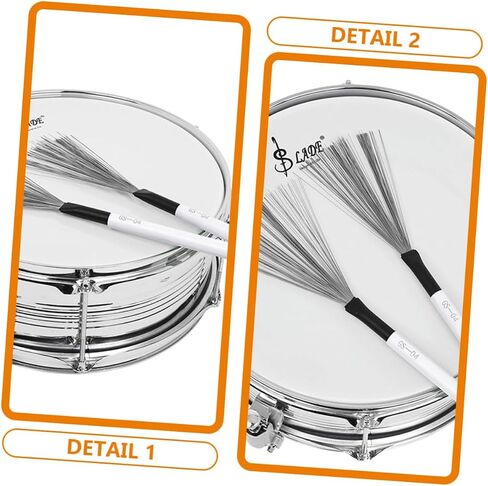 Vaguelly 1 Pair Drum Brush for Beginner Snare Drum Wood Handle Drum Brush Nylon Drum Retractable Wire Rods Drum White Maple Set Student Use Double Head in Saudi Arabia