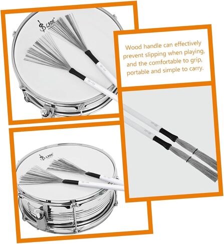 Vaguelly 1 Pair Drum Brush for Beginner Snare Drum Wood Handle Drum Brush Nylon Drum Retractable Wire Rods Drum White Maple Set Student Use Double Head in Saudi Arabia