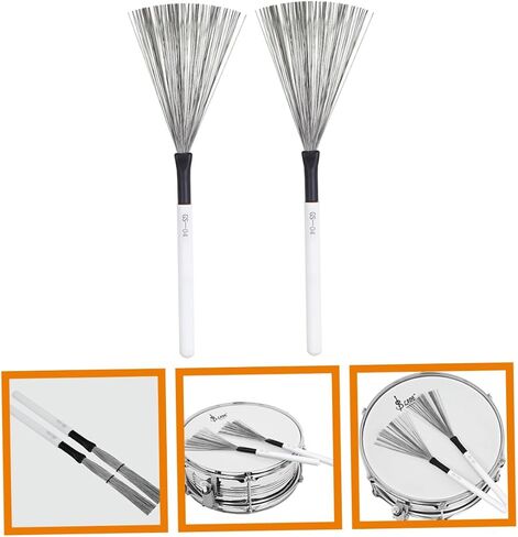 Vaguelly 1 Pair Drum Brush for Beginner Snare Drum Wood Handle Drum Brush Nylon Drum Retractable Wire Rods Drum White Maple Set Student Use Double Head in Saudi Arabia