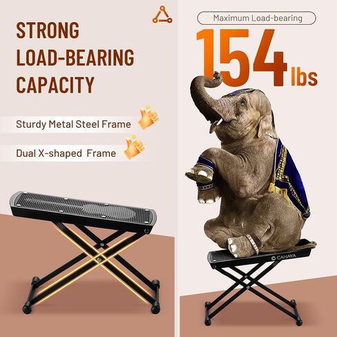 CAHAYA Guitar Foot Stool: 6 Position Height Guitar Foot Rest Folding Extra Stable Foot Rest Stool with Rubber Feet and Non-Slip Rubber Pad for Classical Guitar Player CY0337 in Kuwait
