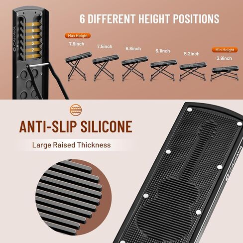 CAHAYA Guitar Foot Stool: 6 Position Height Guitar Foot Rest Folding Extra Stable Foot Rest Stool with Rubber Feet and Non-Slip Rubber Pad for Classical Guitar Player CY0337 in Kuwait