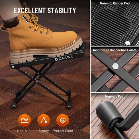 CAHAYA Guitar Foot Stool: 6 Position Height Guitar Foot Rest Folding Extra Stable Foot Rest Stool with Rubber Feet and Non-Slip Rubber Pad for Classical Guitar Player CY0337 in Kuwait