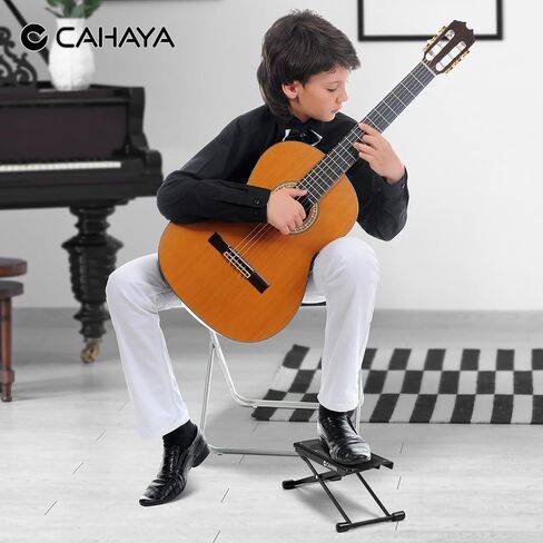CAHAYA Guitar Foot Stool: 6 Position Height Guitar Foot Rest Folding Extra Stable Foot Rest Stool with Rubber Feet and Non-Slip Rubber Pad for Classical Guitar Player CY0337 in Kuwait