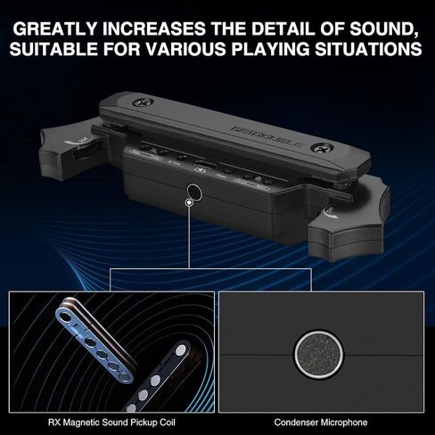 Acoustic Guitar Pickup Rechargable Active Soundhole Guitar Pickup Adjustable Pickup for Guitar Magnetic Coil Build-in Volume Control Guitar Microphone Acoustic Pickup in Saudi Arabia