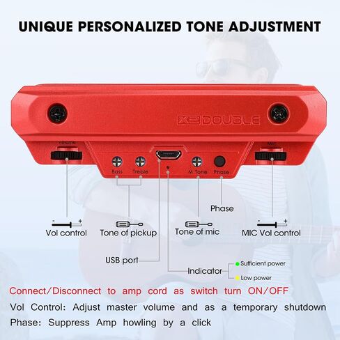 Acoustic Guitar Pickup Rechargable Active Soundhole Guitar Pickup Adjustable Pickup for Guitar Magnetic Coil Build-in Volume Control Guitar Microphone Acoustic Pickup in Saudi Arabia