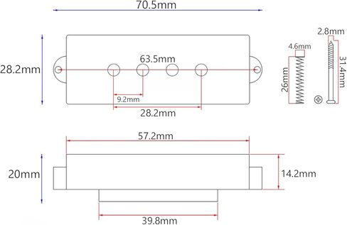 P Bass Humbucker Pickups Prewired Harness Set with 1T1V 1Jack, Variable Gauss Ceramic Traditional Precision 4 String Bass Pickups Set Compatible for PB Style Electric Bass, Black in Kuwait
