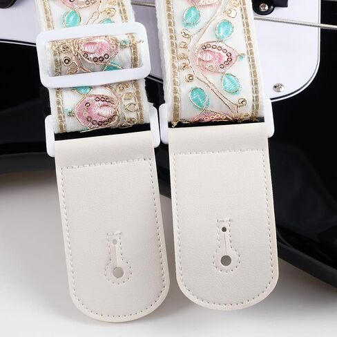 حزام الجيتار، حزام جيتار كهربائي قوطي من الجلد باللون الأرجواني المنقوش، حزام جيتار صوتي عتيق غربي قابل للتعديل in Kuwait