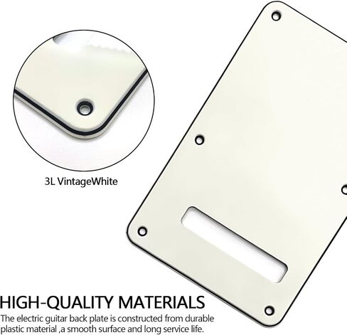 Vintage White Guitar Back Plate Strat/Stratocaster Tremolo Cavity Cover, Electric Guitar Neck Plate, Tremolo Cover with Pickguard for 6 Screws, Suitable for ST Electric Guitars in Saudi Arabia