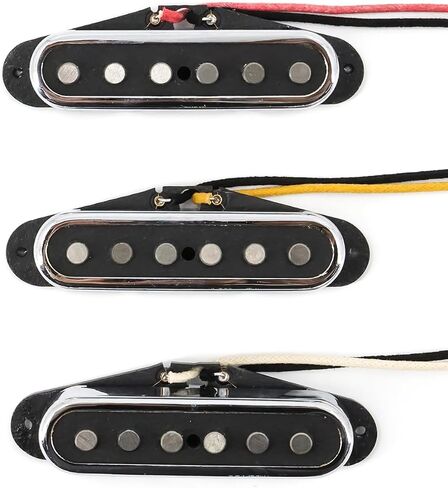 Alnico 5 Strat Pickup Single Coil Pickups Open Style Neck/Middle/Bridge Pickup Set for Stratocaster Electric Guitar Parts Replacement (Chrome Cover) in Saudi Arabia