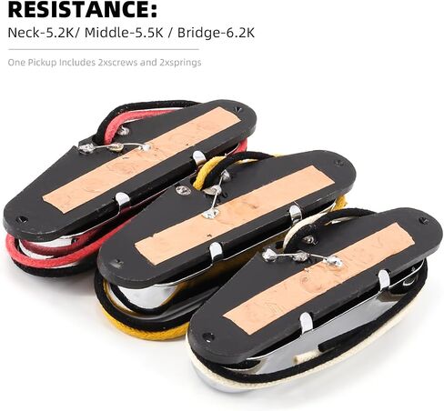 Alnico 5 Strat Pickup Single Coil Pickups Open Style Neck/Middle/Bridge Pickup Set for Stratocaster Electric Guitar Parts Replacement (Chrome Cover) in Saudi Arabia