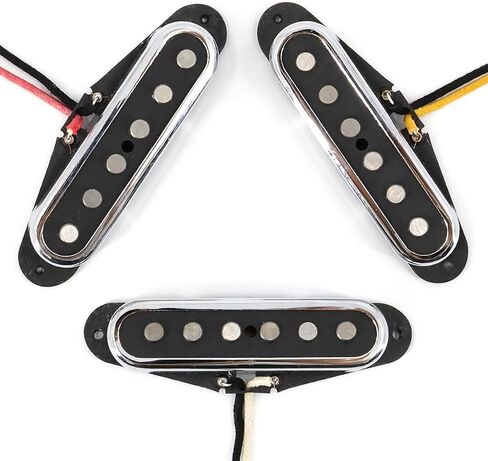 Alnico 5 Strat Pickup Single Coil Pickups Open Style Neck/Middle/Bridge Pickup Set for Stratocaster Electric Guitar Parts Replacement (Chrome Cover) in Saudi Arabia