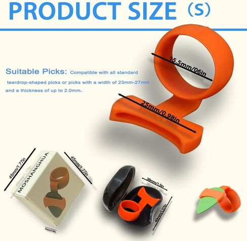Ultimate Ergonomic Guitar Pick Grips – Durable Silicone for All Playing Styles – Includes 3 Multi-Thickness Picks (Thin, Medium, Thick) (S) in Saudi Arabia