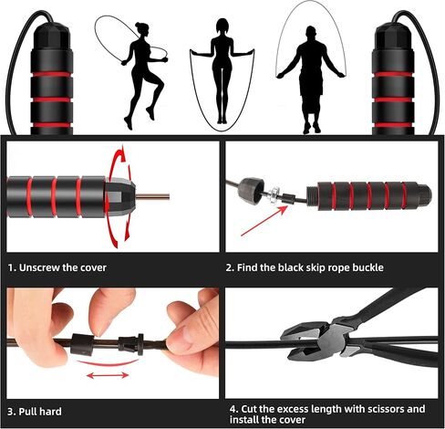 حبل القفز، حبل القفز السريع الخالي من التشابك مع محامل كروية، حبل القفز مع مقابض إسفنجية للنساء والرجال والأطفال، حبل القفز قابل للتعديل من أجل تمارين اللياقة البدنية والتمارين الهوائية in Kuwait