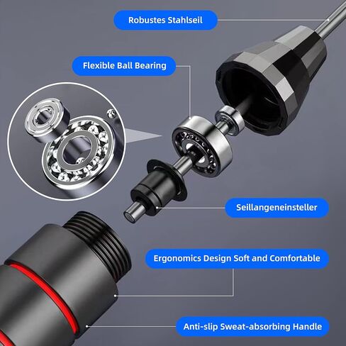 حبل القفز، حبل القفز السريع الخالي من التشابك مع محامل كروية، حبل القفز مع مقابض إسفنجية للنساء والرجال والأطفال، حبل القفز قابل للتعديل من أجل تمارين اللياقة البدنية والتمارين الهوائية in Kuwait