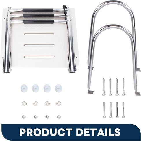 2-Step Boat Ladder with Swim Platform,316 Stainless Steel Dock Ladder with ABS Swim Platform 2 Handrails,500LBS Telescopic Boarding Ladder Dive Ladder for Pontoon Yacht in Saudi Arabia