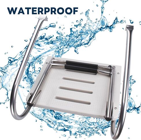 2-Step Boat Ladder with Swim Platform,316 Stainless Steel Dock Ladder with ABS Swim Platform 2 Handrails,500LBS Telescopic Boarding Ladder Dive Ladder for Pontoon Yacht in Saudi Arabia