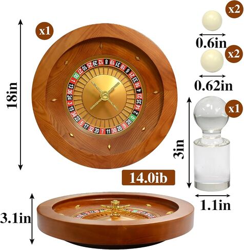 Deluxe Wooden Roulette Wheel Casino Grade Precision Bearings Roulette Wheel Set for Adults Club Parties (Light, 18in) in Saudi Arabia