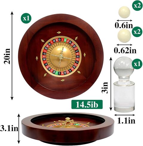 Deluxe Wooden Roulette Wheel Casino Grade Precision Bearings Roulette Wheel Set for Adults Club Parties (Light, 18in) in Saudi Arabia