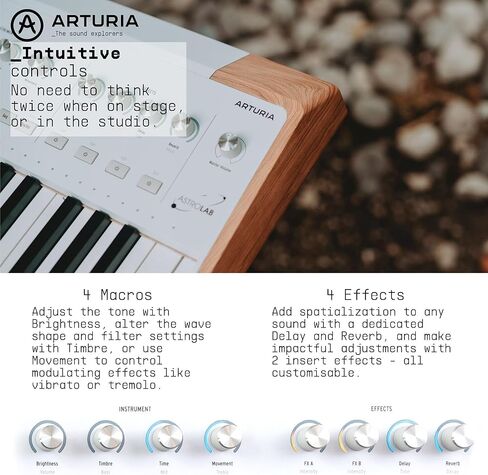 حزمة لوحة مفاتيح Arturia Astrolab Avant-Garde 61-Note شبه المرجحة للمسرح (أبيض) مع حامل Knox Gear، ومقعد Knox Gear (أسود)، وسماعات رأس Knox Gear، ودواسة (أسود) وكابل جيتار (عبوتان) (7 قطع) in Kuwait