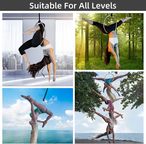 مجموعة حلقات ليرا الصغيرة من PRIOR FITNESS، مجموعة حلقات هوائية صغيرة مقاس 17 بوصة، معدات سيرك جوية، حلقة يوجا جوية من الفولاذ المقاوم للصدأ للياقة البدنية المنزلية in Kuwait