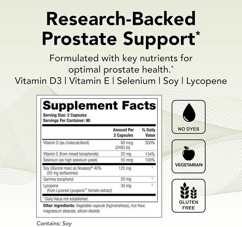 Theralogix Prostate 2.4 مكمل غذائي - كمية تكفي 90 يومًا - صحة البروستاتا للرجال - يدعم أنسجة البروستاتا الصحية - الليكوبين وفيتامين د3 والسيلينيوم وفيتامين هـ - معتمد من NSF - 180 كبسولة in Kuwait