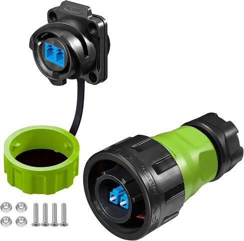 CNLINKO YM-24 Fiber Optics Connectors, LC Single Mode Dual Core, Outdoor Optical Connector, Panel Mount Socket, IP68 Waterproof Connector for Solar Equipment, M24 Signal Connectors (Fiber Optic Set) in Saudi Arabia