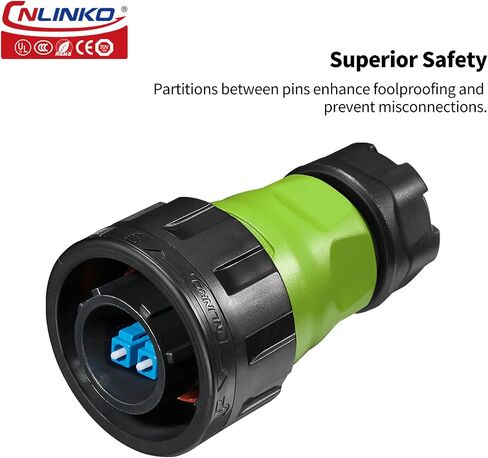 CNLINKO YM-24 Fiber Optics Connectors, LC Single Mode Dual Core, Outdoor Optical Connector, Panel Mount Socket, IP68 Waterproof Connector for Solar Equipment, M24 Signal Connectors (Fiber Optic Set) in Saudi Arabia