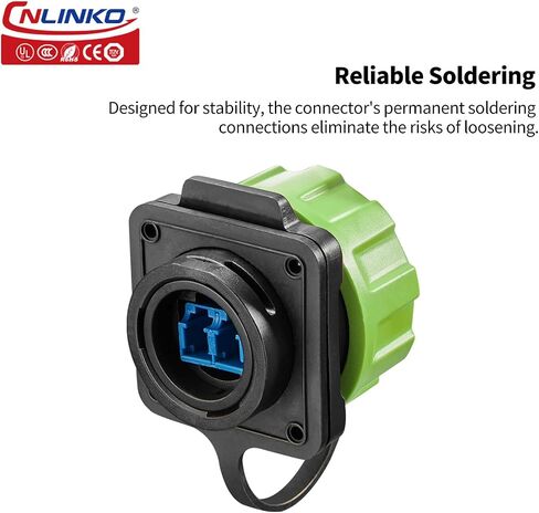 CNLINKO YM-24 Fiber Optics Connectors, LC Single Mode Dual Core, Outdoor Optical Connector, Panel Mount Socket, IP68 Waterproof Connector for Solar Equipment, M24 Signal Connectors (Fiber Optic Set) in Saudi Arabia