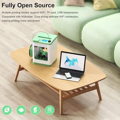 طابعة Tina2S ثلاثية الأبعاد مع طباعة سحابية عبر WiFi، طابعة ثلاثية الأبعاد مجمعة بالكامل وصغيرة للمبتدئين والأطفال مع تسوية تلقائية، طابعة عالية الدقة مع تحكم ذكي ولوحة بناء فولاذية زنبركية ساخنة in Kuwait