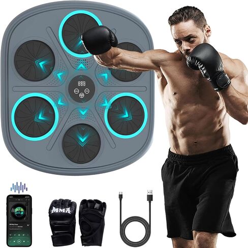 2024 Upgrade Intelligent Music Boxing Machine, Electronic Boxing Trainer with Gloves, Music Workout Machine with Smart Display Screen Punching Machine for Adults, Good Gift for Birthday. in Saudi Arabia