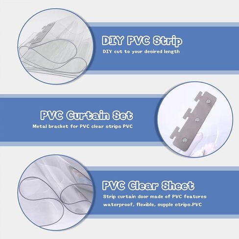 ستارة باب بشريط بلاستيكي مكونة من 5 قطع من شريط PVC طقم ستائر قياسي سميك وشفاف من البلاستيك لبوابة المدخل وستائر الفريزر ستارة مستودع بلاستيكية - ارتفاع 79 بوصة × عرض 31 بوصة in Kuwait