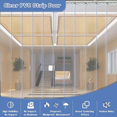 ستارة باب بشريط بلاستيكي مكونة من 5 قطع من شريط PVC طقم ستائر قياسي سميك وشفاف من البلاستيك لبوابة المدخل وستائر الفريزر ستارة مستودع بلاستيكية - ارتفاع 79 بوصة × عرض 31 بوصة in Kuwait