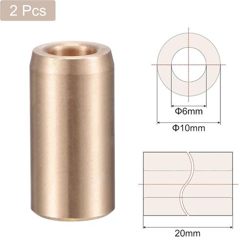uxcell Sleeve Bearings 8mm Bore 12mm OD 25mm Length Cast Brass Self-Lubricating Bushing 2pcs in Saudi Arabia