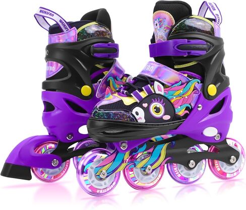 Unicorn Kids Inline Skates for Girls Women,WESKIFAN Rainbow Blades Skates with Shiny Light up Wheels&Adjustable Ages 6-8-12 Year Old, Roller Skates for Birthday Xmas Gifts Toys, Patines para Niñas in Saudi Arabia