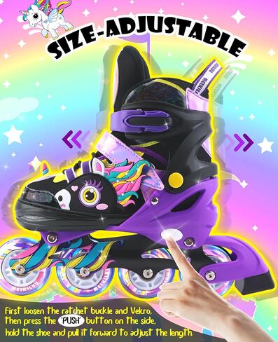 Unicorn Kids Inline Skates for Girls Women,WESKIFAN Rainbow Blades Skates with Shiny Light up Wheels&Adjustable Ages 6-8-12 Year Old, Roller Skates for Birthday Xmas Gifts Toys, Patines para Niñas in Saudi Arabia
