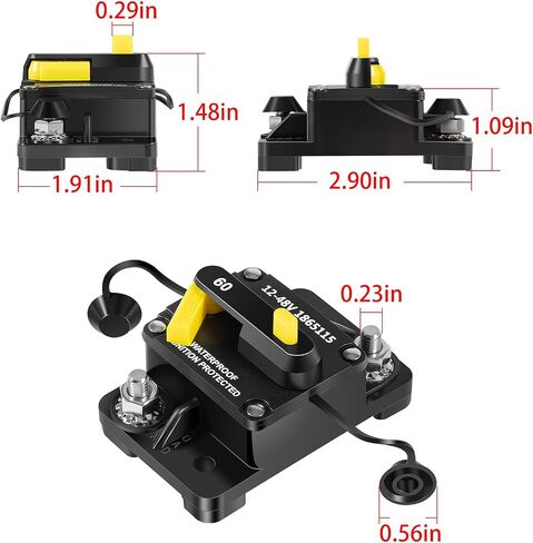 بديل لقاطع الدائرة Minn Kota 1865115 MKR-27 60 أمبير مقاوم للماء لجميع المحركات الكهربائية Minn Kota 12VDC، 24VDC، 36VDC، 48VDC in Saudi Arabia