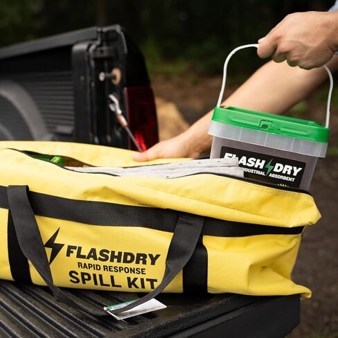 1 Flashdry Pro Portable Complete Spill Kit Includes Yellow Duffle, Bag Tag, 15 Absorbent Pads, 2 3" x4' Sorbent Socks, Disposal Bags, Nitrile Gloves, 2 5L Buckets of 100% Organic, Lightweight Coir in Saudi Arabia