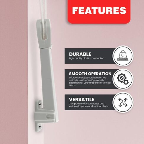 Amazing Drapery Hardware Spring Loaded Cord Tensioner for Cord Loops - Off White, Wall or Floor Mount - 4 Pack with Screws in Kuwait