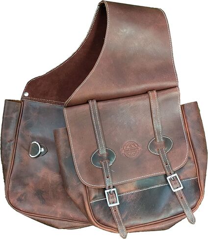 حقيبة سرج جلدية غربية للحصان | ركوب الخيل متعة ركوب درب مناسبة لركوب الخيل وسباقات البراميل | حقيبة سرج مع حزام قابل للتعديل | حجم متوسط in Kuwait