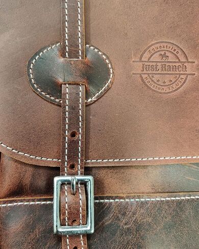 حقيبة سرج جلدية غربية للحصان | ركوب الخيل متعة ركوب درب مناسبة لركوب الخيل وسباقات البراميل | حقيبة سرج مع حزام قابل للتعديل | حجم متوسط in Kuwait