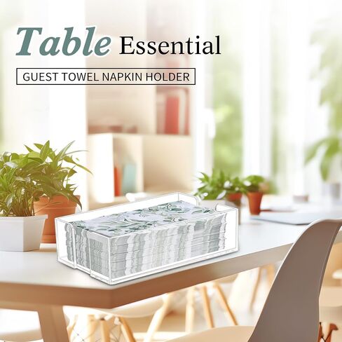 Acrylic Guest Towel Napkin Holder,Dinner Hand Towels Holder with Non-Slip Pads for Bathroom,Guest Towels Storage Tray for Kitchen,Parties,Weddings in Saudi Arabia