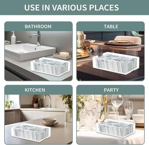 Acrylic Guest Towel Napkin Holder,Dinner Hand Towels Holder with Non-Slip Pads for Bathroom,Guest Towels Storage Tray for Kitchen,Parties,Weddings in Saudi Arabia