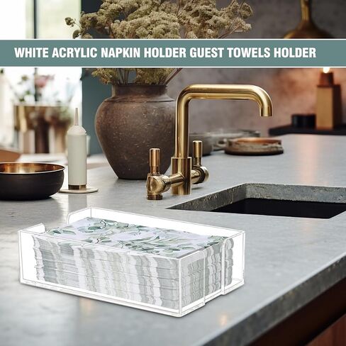 Acrylic Guest Towel Napkin Holder,Dinner Hand Towels Holder with Non-Slip Pads for Bathroom,Guest Towels Storage Tray for Kitchen,Parties,Weddings in Saudi Arabia