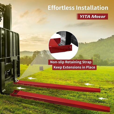 YITAMOTOR Pallet Fork Extension with Tire Chain 72 Inch Length 4.5 Inch Width, Heavy Duty Steel Pallet Extensions for Forklift Truck, Red in Saudi Arabia